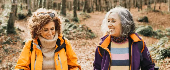 Concept image of two women of menopausal age, for perimenopause and menopause topics